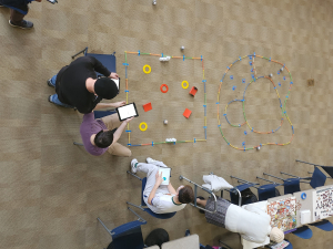 View of Sphero robot obstacle course from above